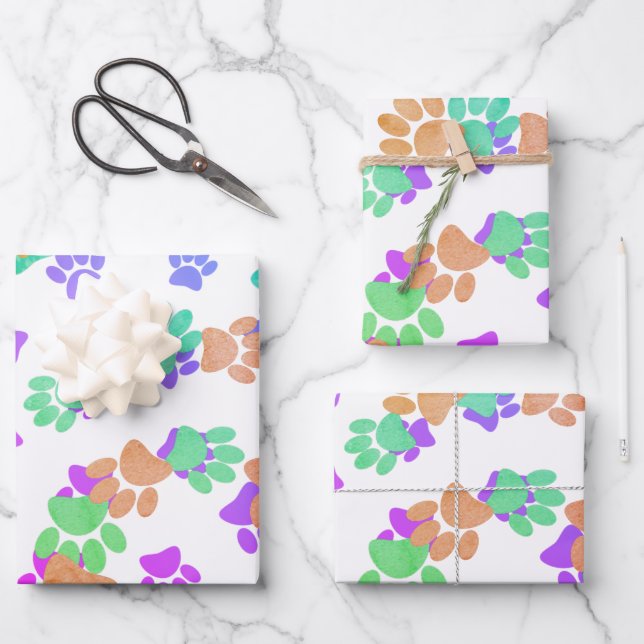 Feuille De Papier Cadeau Empreinte spirale colorée (Recto)