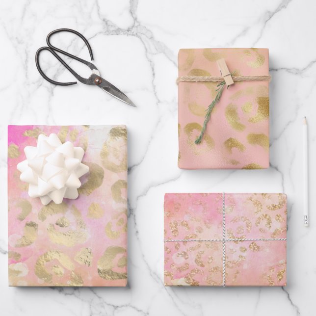 Feuille De Papier Cadeau Empreintes de léopard de la Parties scintillant d' (Recto)