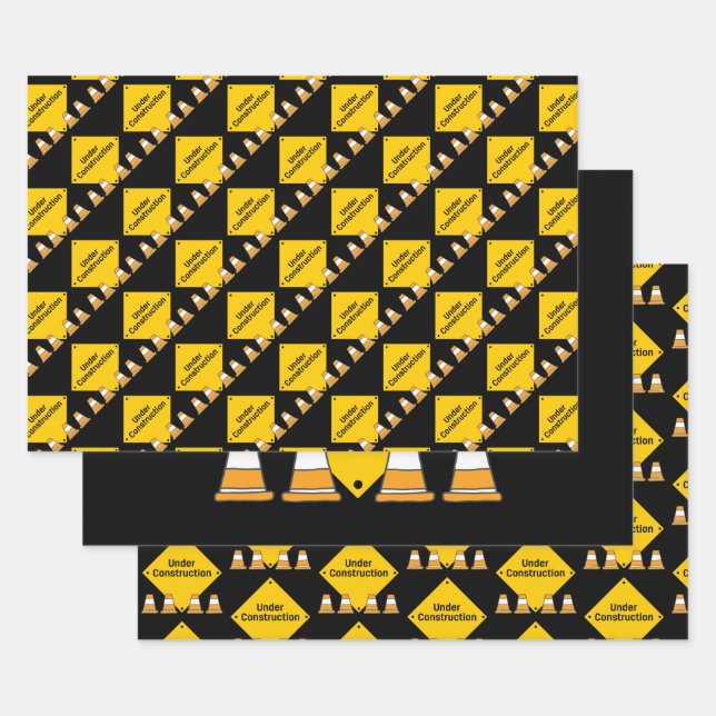 Feuille De Papier Cadeau En construction avec des cônes (Lot)