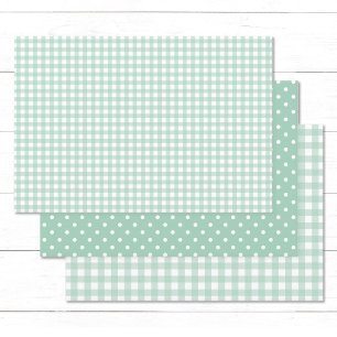 Feuille De Papier Cadeau en vichy Pois Pastel Mint Green Mix and Match