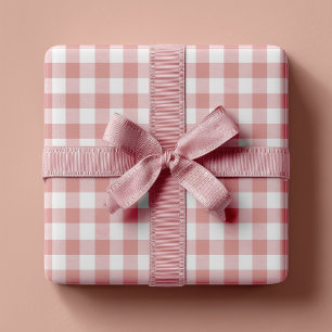 Feuille De Papier Cadeau En vichy rustique rose poussiéreux
