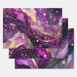 Feuille De Papier Cadeau Encre artistique en agate violette avec tourbillon