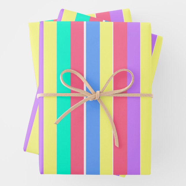 Feuille De Papier Cadeau Energizing Spring Pastel Stripes (En situation)