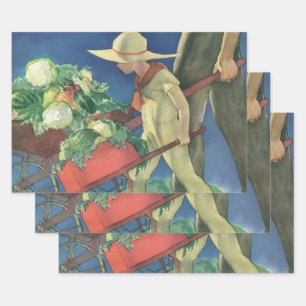 Feuille De Papier Cadeau Enfant Vintage, Jardinage Biologique; Jardin de la