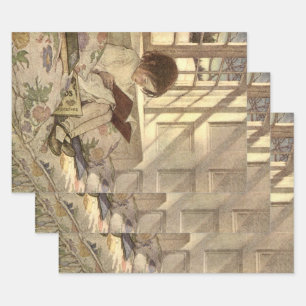 Feuille De Papier Cadeau Enfant Vintage lisant un livre, Jessie Willcox Smi