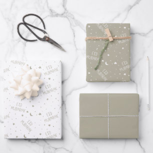 Feuille De Papier Cadeau Enfants gris Aïd Moubarak