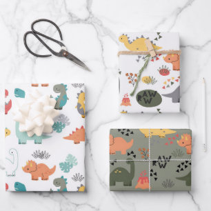 Feuille De Papier Cadeau Enfants motifs dinosaures