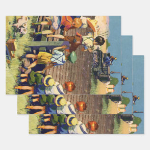 Feuille De Papier Cadeau Enfants vintage faisant signe à un agriculteur loc