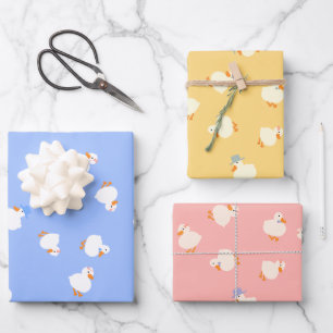 Feuille De Papier Cadeau Ensemble de 3 Canards Mignons pour Baby Shower