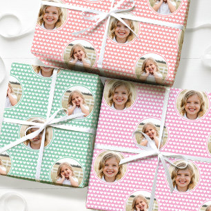 Feuille De Papier Cadeau Ensemble de 3 cœurs d'amour mignons Photo Rose Men