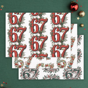 Feuille De Papier Cadeau Ensemble de 3 mèmes drôles de Brainrot de Noël 6 7