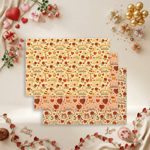 Feuille De Papier Cadeau Ensemble de 3 motifs rétro vintage pour la Saint-V
