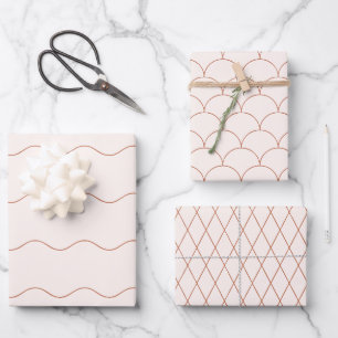 Feuille De Papier Cadeau Ensemble de 3 papiers cadeaux en terre cuite Merma