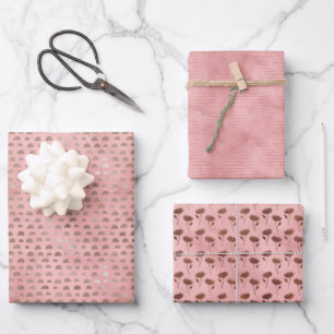 Feuille De Papier Cadeau Ensemble de 3 papiers de chance japonais rose