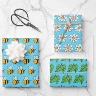 Feuille De Papier Cadeau Ensemble de 3 papiers d'emballage abeilles marguer