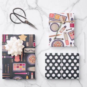 Feuille De Papier Cadeau Ensemble de 3 papiers d'emballage de maquillage de