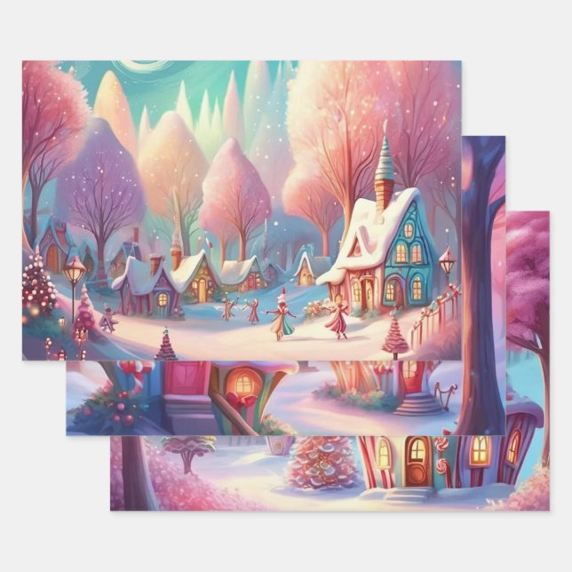Feuille De Papier Cadeau Ensemble de 3 papiers d'emballage de Noël (Lot)