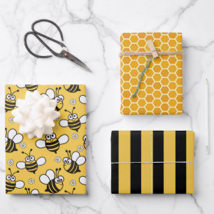 Feuille De Papier Cadeau Ensemble de 3 papiers d'emballage en nid d'abeille