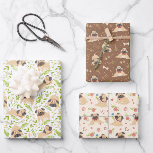 Feuille De Papier Cadeau Ensemble de 3 papiers d'emballage pour chien chiot