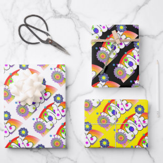 Feuille De Papier Cadeau Ensemble de 3 Rainbow Love 