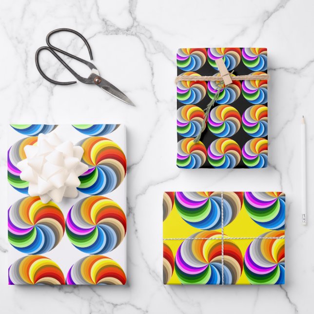 Feuille De Papier Cadeau Ensemble de 3 spirales Pride Natilus (Recto)