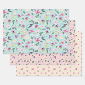 Feuille De Papier Cadeau Ensemble de enveloppes Cadeau Aquarelle de colibri