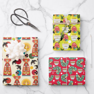 Feuille De Papier Cadeau Ensemble de Motifs Folklorico B