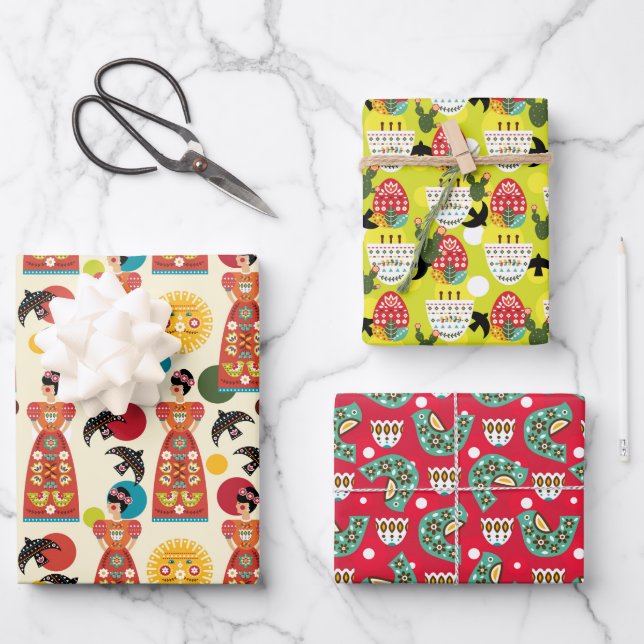 Feuille De Papier Cadeau Ensemble de Motifs Folklorico B (Recto)