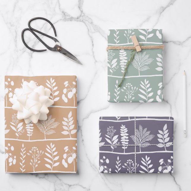 Feuille De Papier Cadeau Ensemble de silhouettes botaniques Botanic Rhythm (Recto)