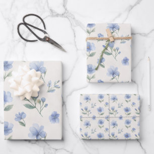 Feuille De Papier Cadeau Ensemble de trois tailles de fleurs sauvages Cotta
