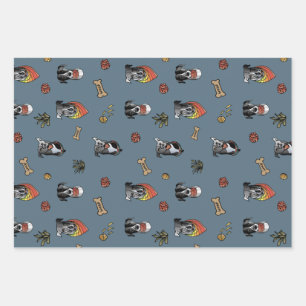 Feuille De Papier Cadeau Ensemble d'enlèvement de chien de fête