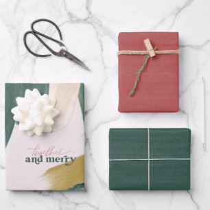 Feuille De Papier Cadeau Ensemble & Joyeux   Noël moderne Abstrait