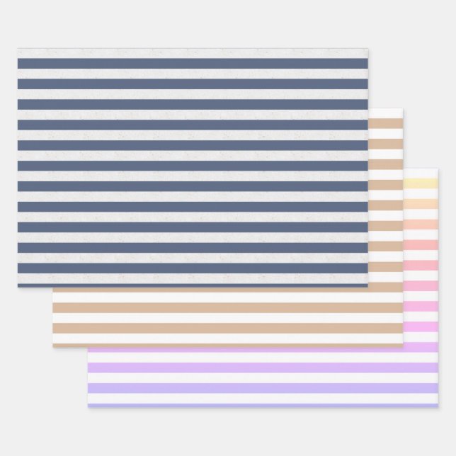 Feuille De Papier Cadeau Ensemble rayé de 3 (Lot)
