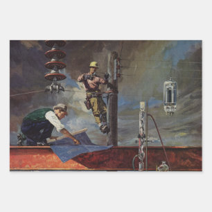 Feuille De Papier Cadeau Entreprise vintage, architectes et construction