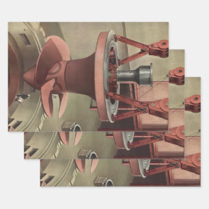 Feuille De Papier Cadeau Entreprise Vintage, Énergie de turbine à eau géant