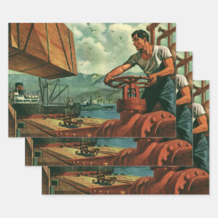 Feuille De Papier Cadeau Entreprise vintage, pétrolier navire-citerne avec