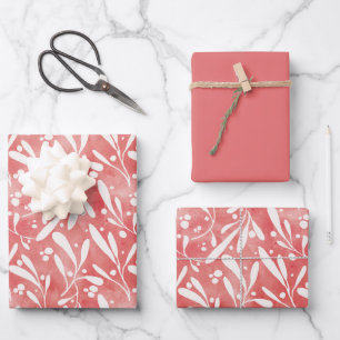 Feuille De Papier Cadeau Enveloppe-cadeau de Mistletoe rose Ensemble de 3 f