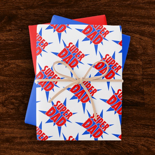 Feuille De Papier Cadeau Enveloppe cadeau Fête des pères Super Papa (Créateur téléchargé)