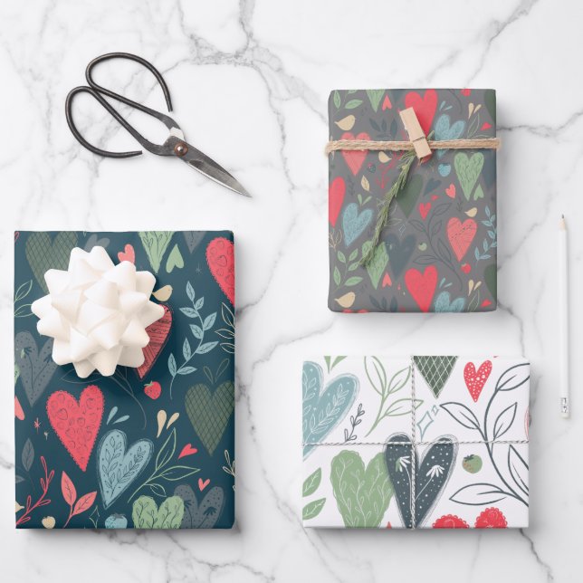 Feuille De Papier Cadeau Enveloppe cadeau Kitsch Hearts (Recto)