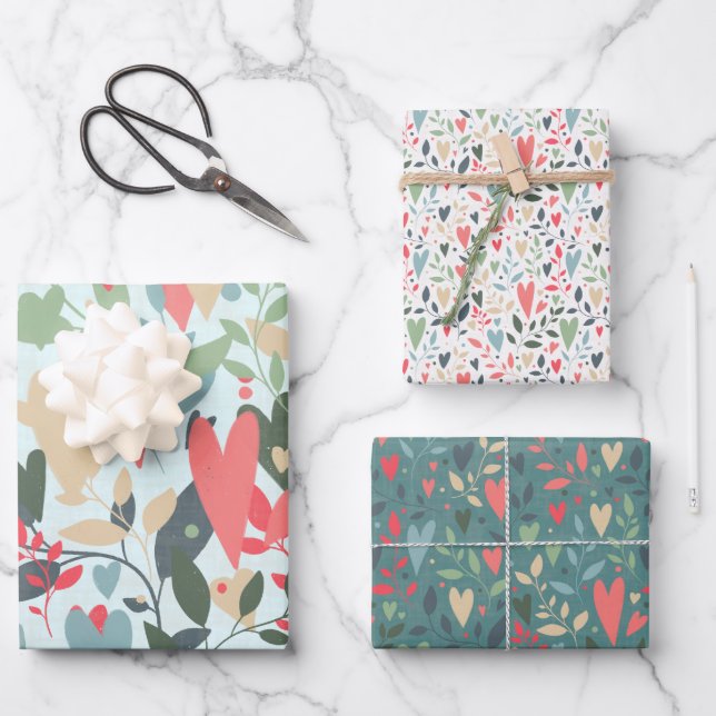 Feuille De Papier Cadeau Enveloppe cadeau Kitsch Hearts (Recto)