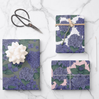 Feuille De Papier Cadeau Enveloppe cadeau Purple Hydrangeas - ensemble de 3