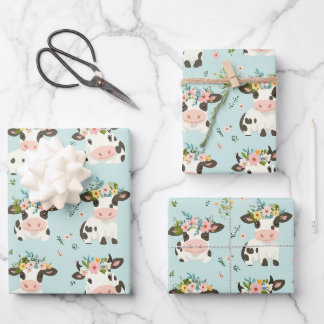 Feuille De Papier Cadeau Enveloppement Cadeau À Fleur De Vache Cute Pour To