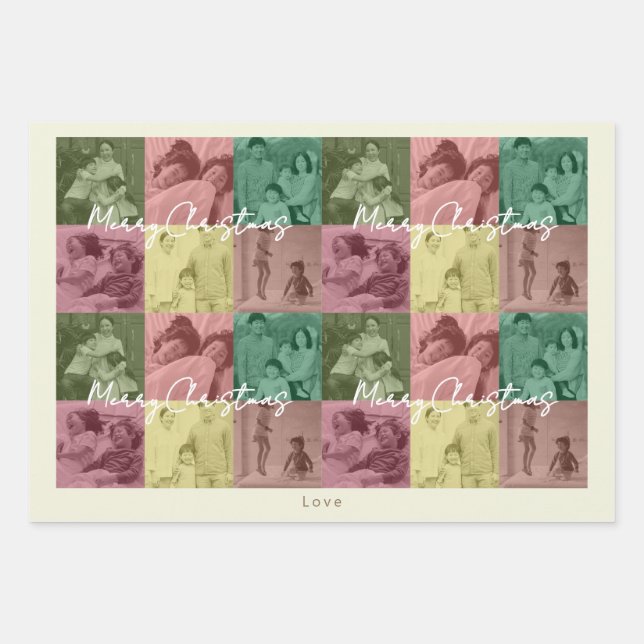 Feuille De Papier Cadeau Enveloppement cadeau Collage de photos familiales (Devant)