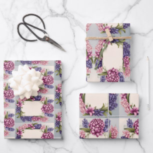 Feuille De Papier Cadeau Enveloppement de fleurs avec espace pour votre mes
