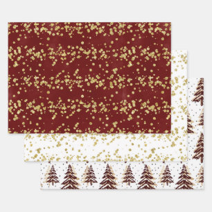 Feuille De Papier Cadeau Éperche de vacances - Elégante Bourgogne, Or & B