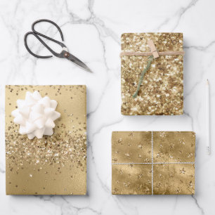 Feuille De Papier Cadeau Éperche Parties scintillant Glam Or