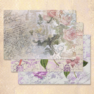 Feuille De Papier Cadeau Éphéméral Variété Florale Découpage