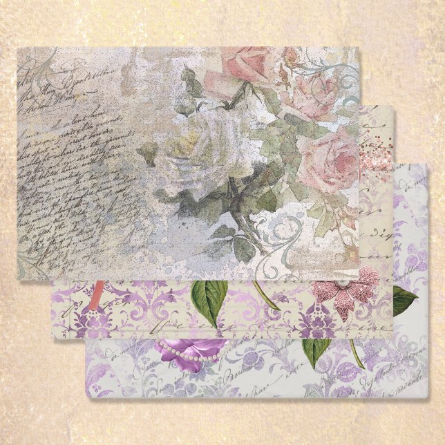 Feuille De Papier Cadeau Éphéméral Variété Florale Découpage (Créateur téléchargé)