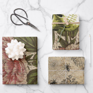 Feuille De Papier Cadeau Ephémère de crâne rouge Peony