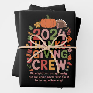 Feuille De Papier Cadeau Équipage de Thanksgiving familial 2024 Dinde Corre